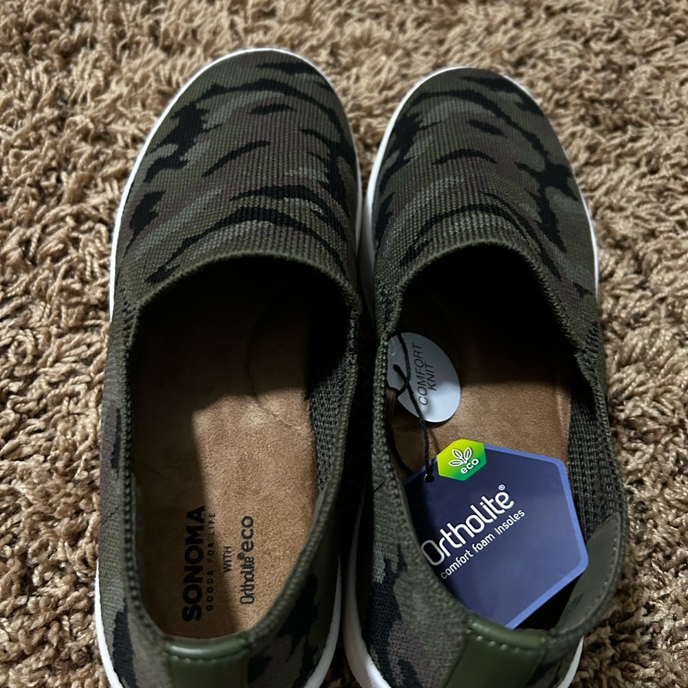 Sonoma Kids Green Camouflage Slip-On Sneakers